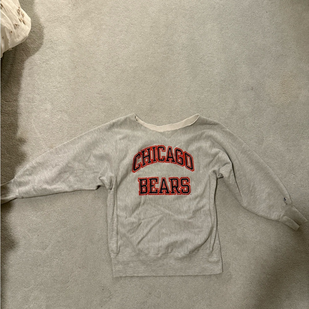 vintage Champion Cutneck Chicago Bears Gray Sweatshirt